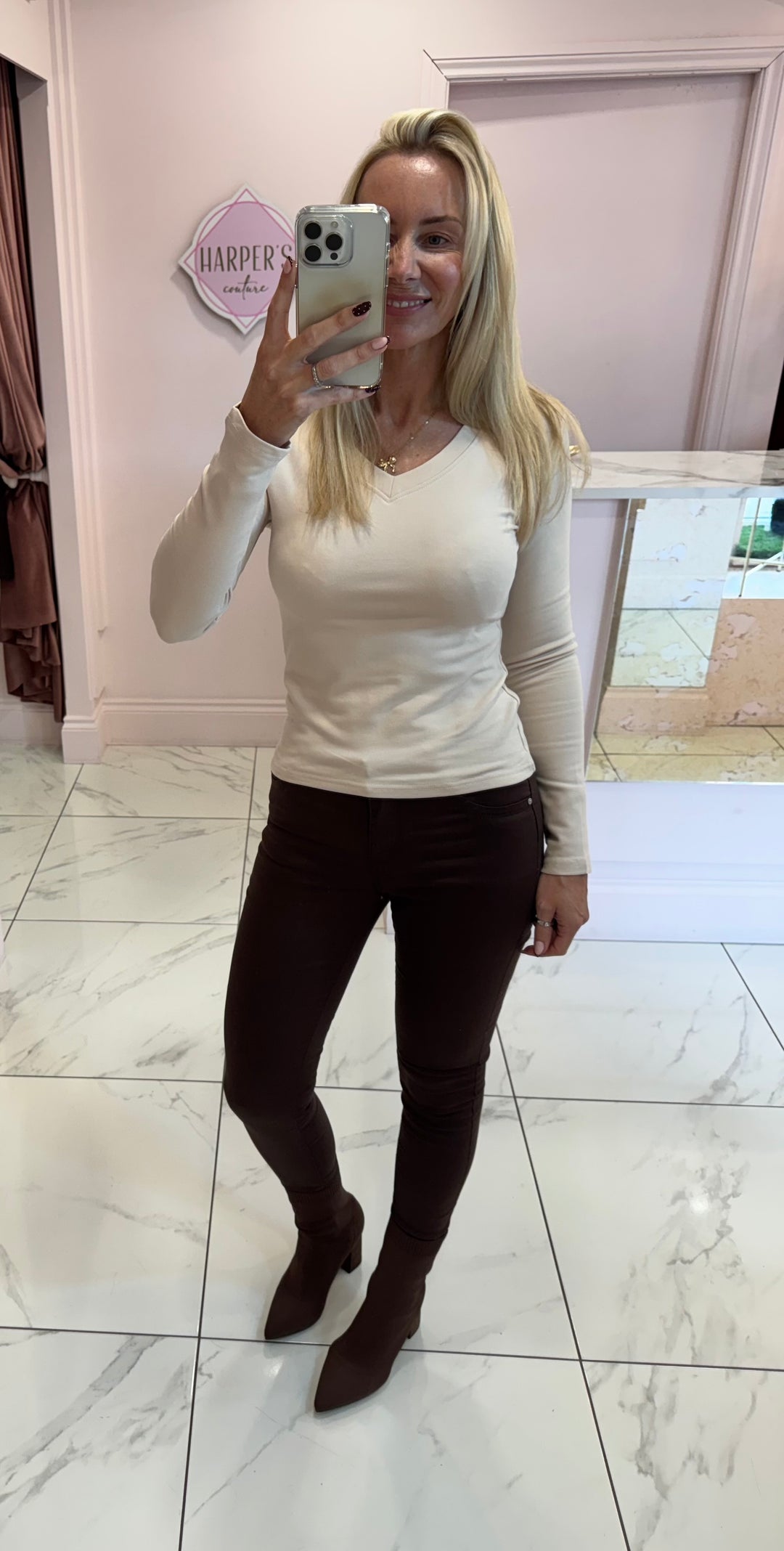 Carly Chocolate Brown Skinny Stretch Jeans