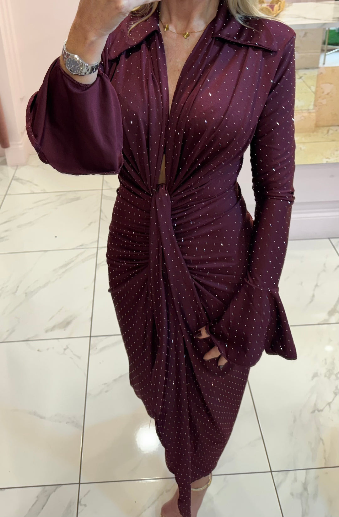 Selina Sparkle Embellished Diamanté Midi Dress