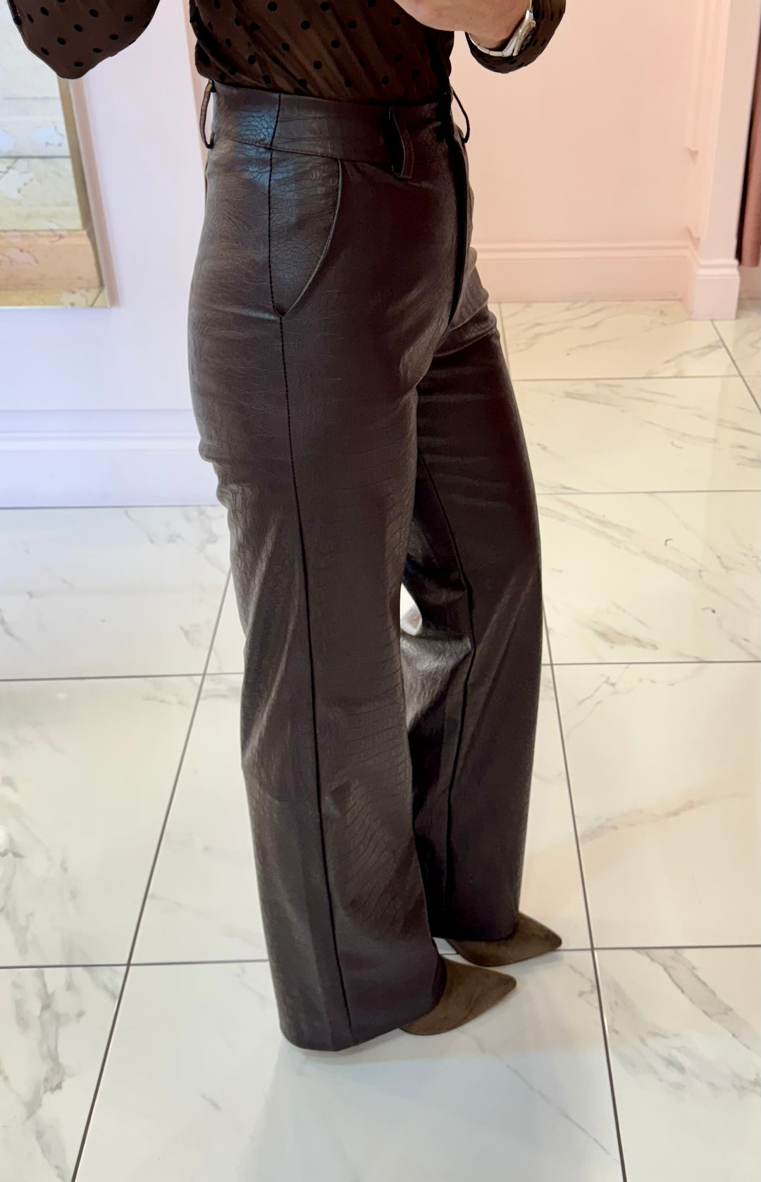 Valentina Faux Leather Wide Leg Trousers