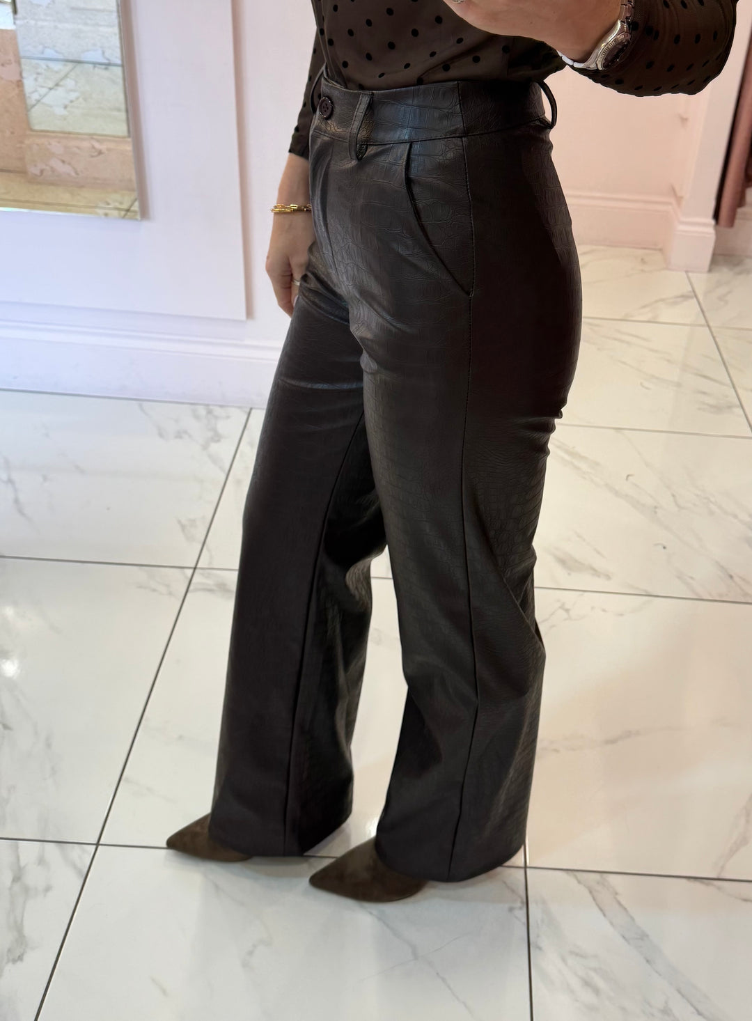 Valentina Faux Leather Wide Leg Trousers