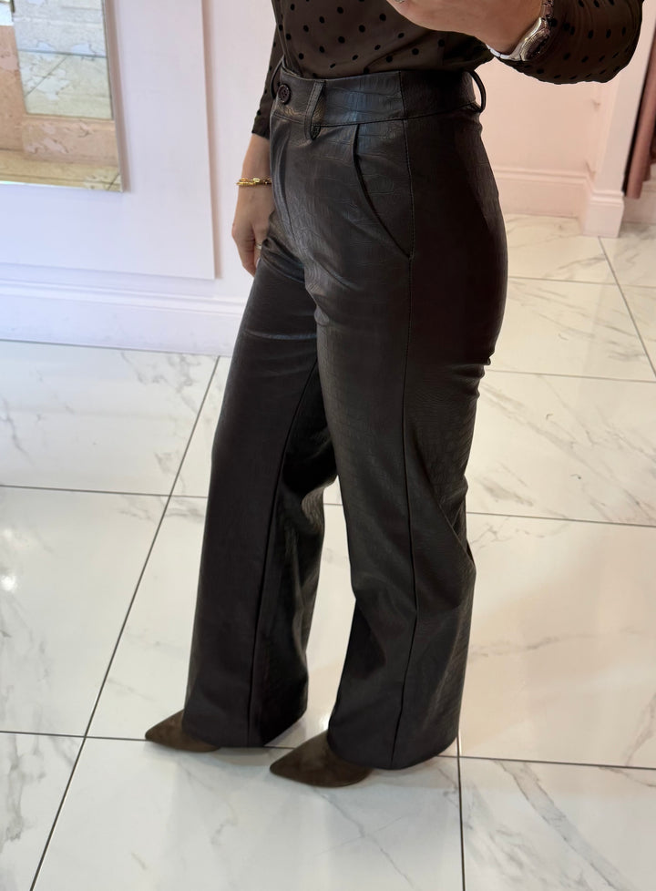 Valentina Faux Leather Wide Leg Trousers