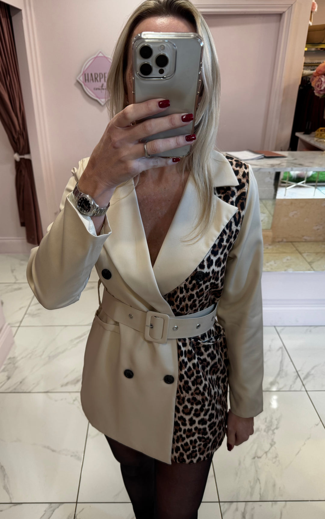 Chenise Leopard Trim Blazer