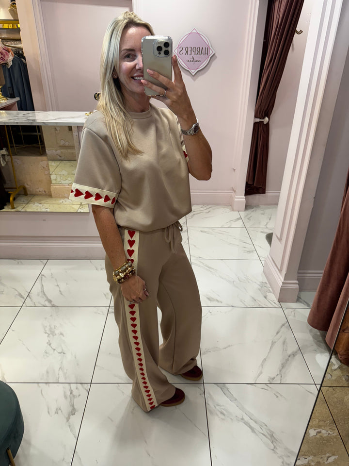 Heart Trim Top & Straight Leg Jogger  Co Ord Set