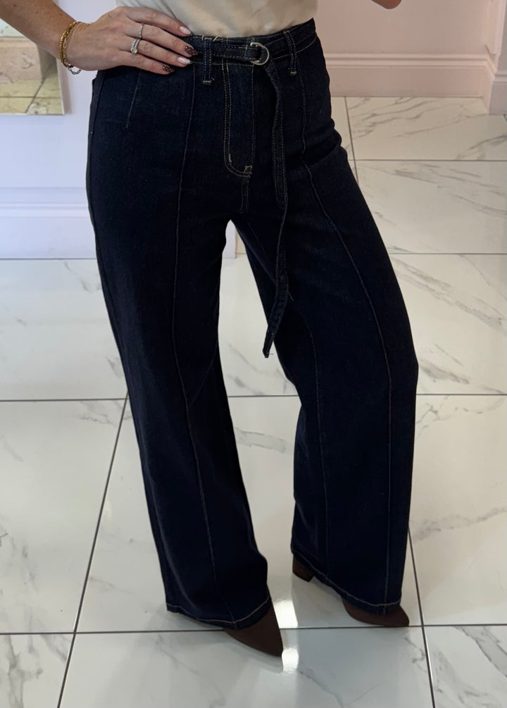 Charlie Indigo Seam Front Jeans with detachable belt