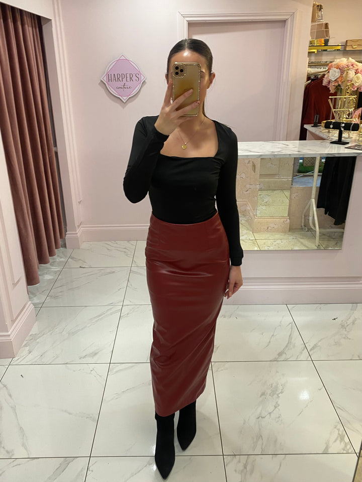 Alissa Maxi Faux Leather Skirt