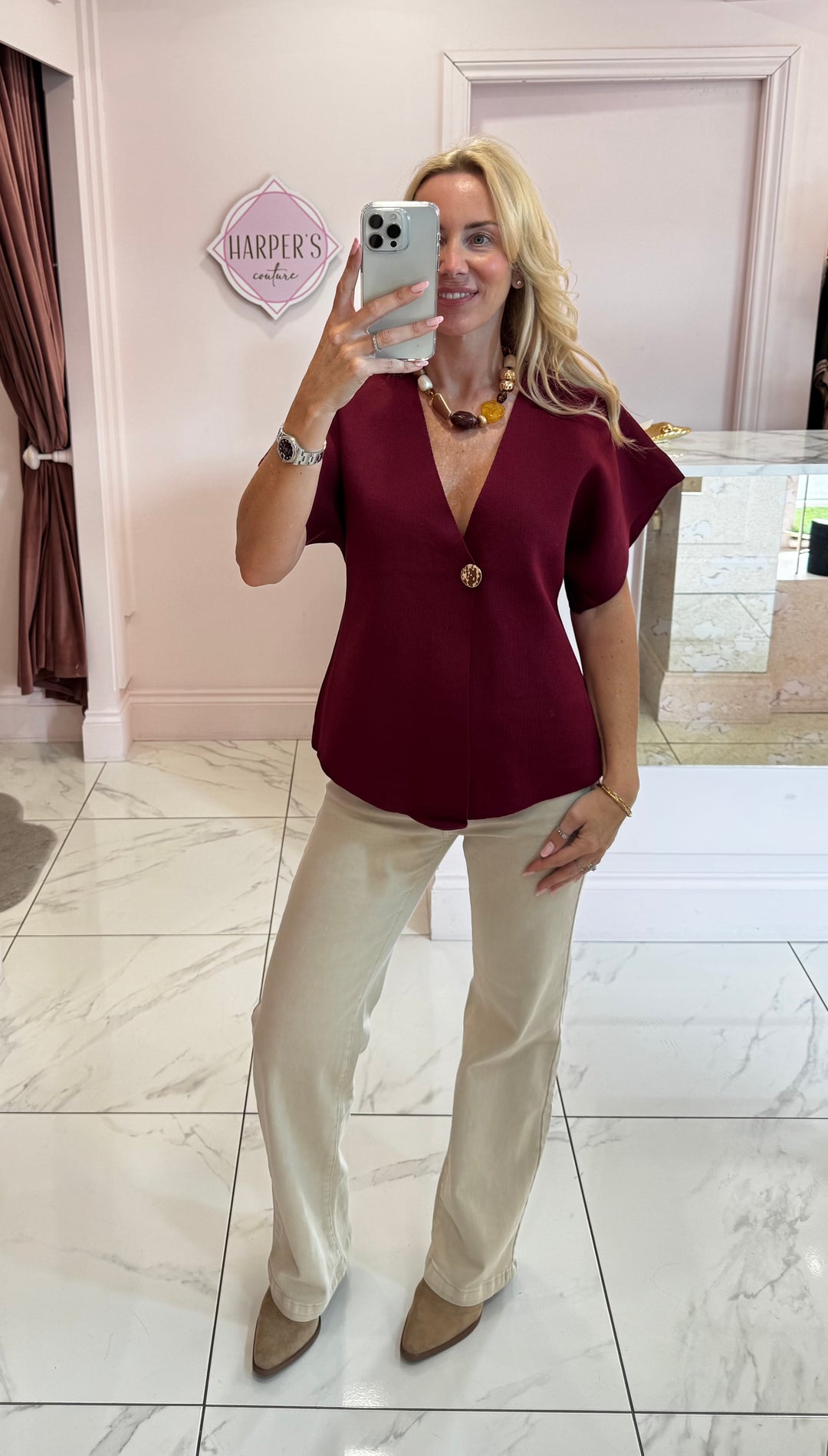 Beth Beige Straight Leg Jeans