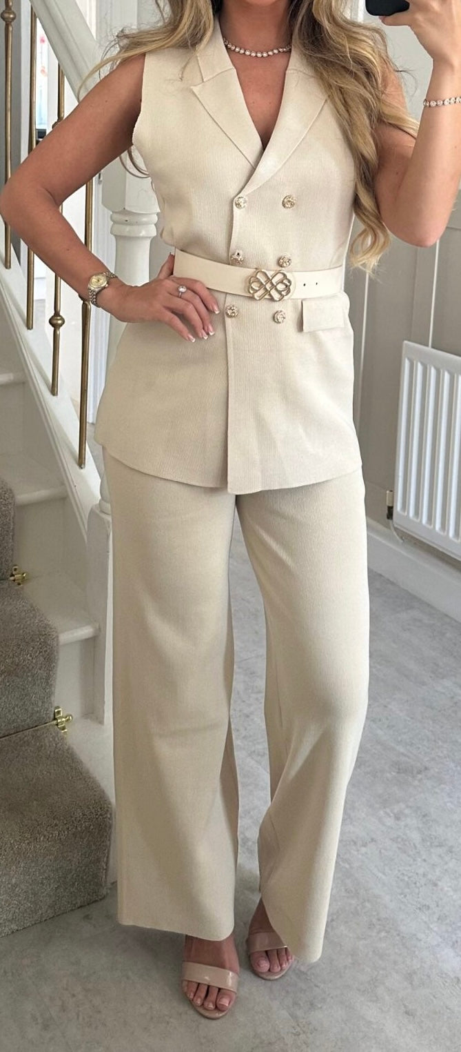 Blake Knit Belted Top & Trouser Co Ord Set