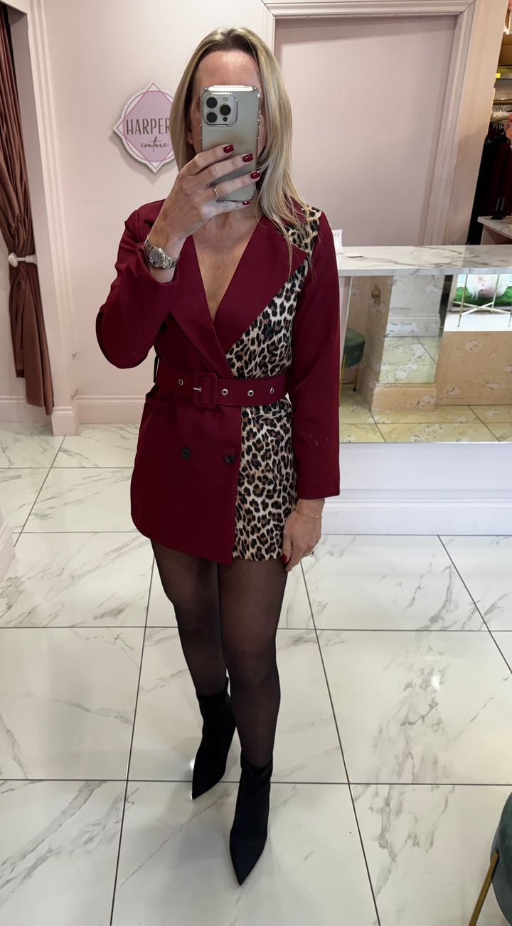 Chenise Leopard Trim Blazer