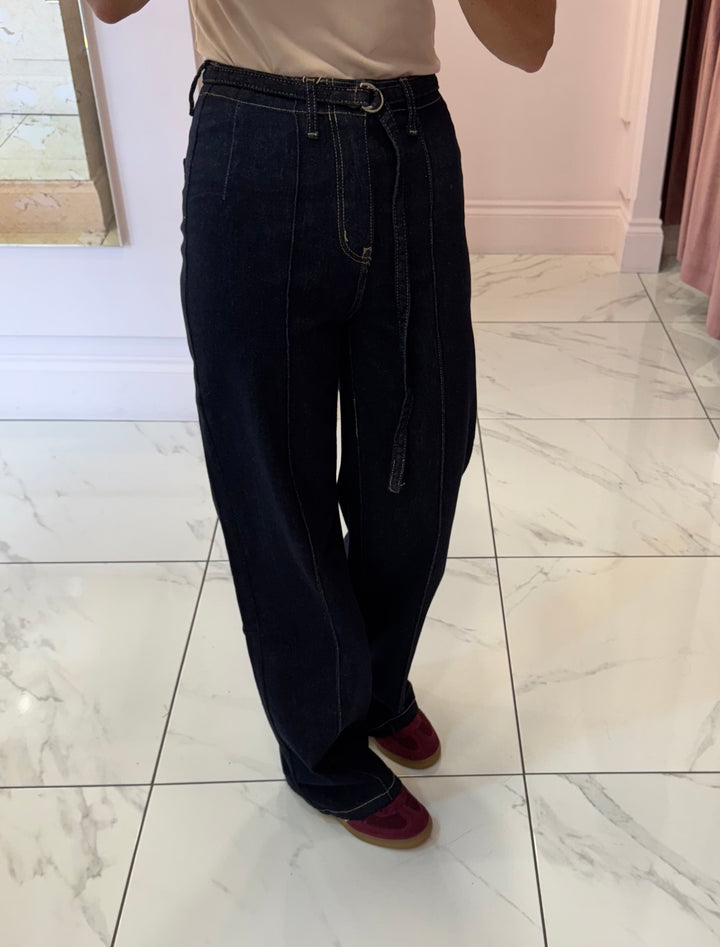 Charlie Indigo Seam Front Jeans with detachable belt