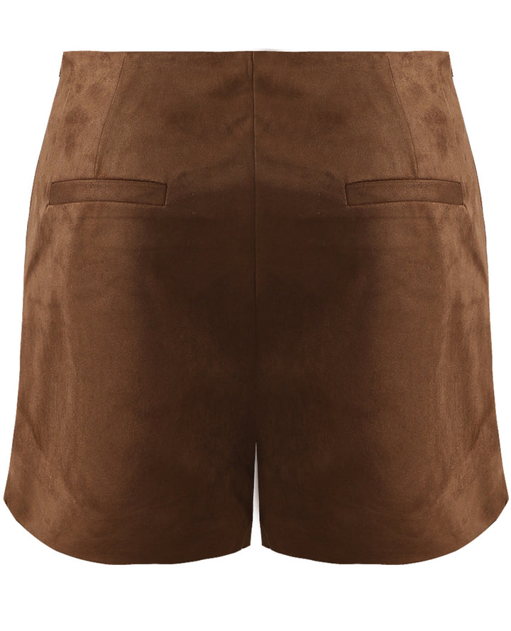 Casey Camel Wrap Faux Suede Skort on