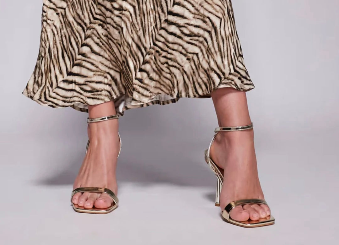Gabs Gold Strappy Heeled Sandal