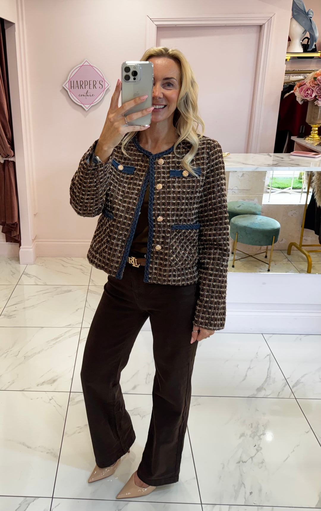 Chantelle Tweed Gold Button Jacket