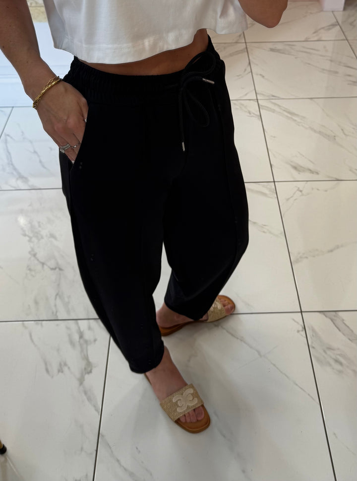 Evie Black Super Soft Seam Front Tapered Trousers