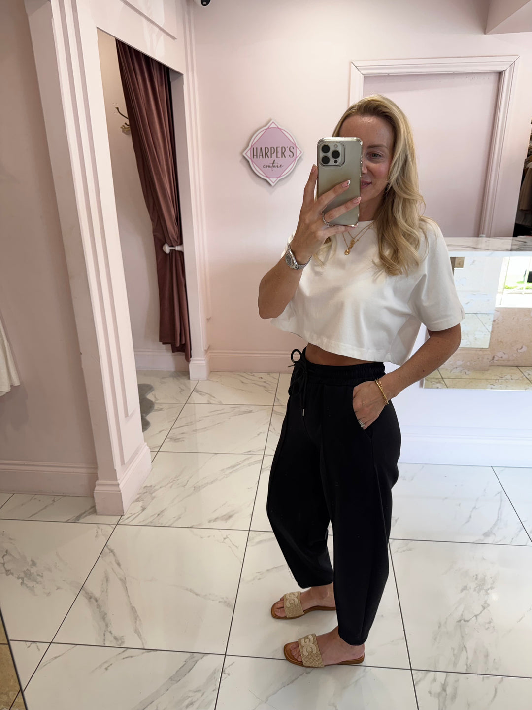 Evie Black Super Soft Seam Front Tapered Trousers
