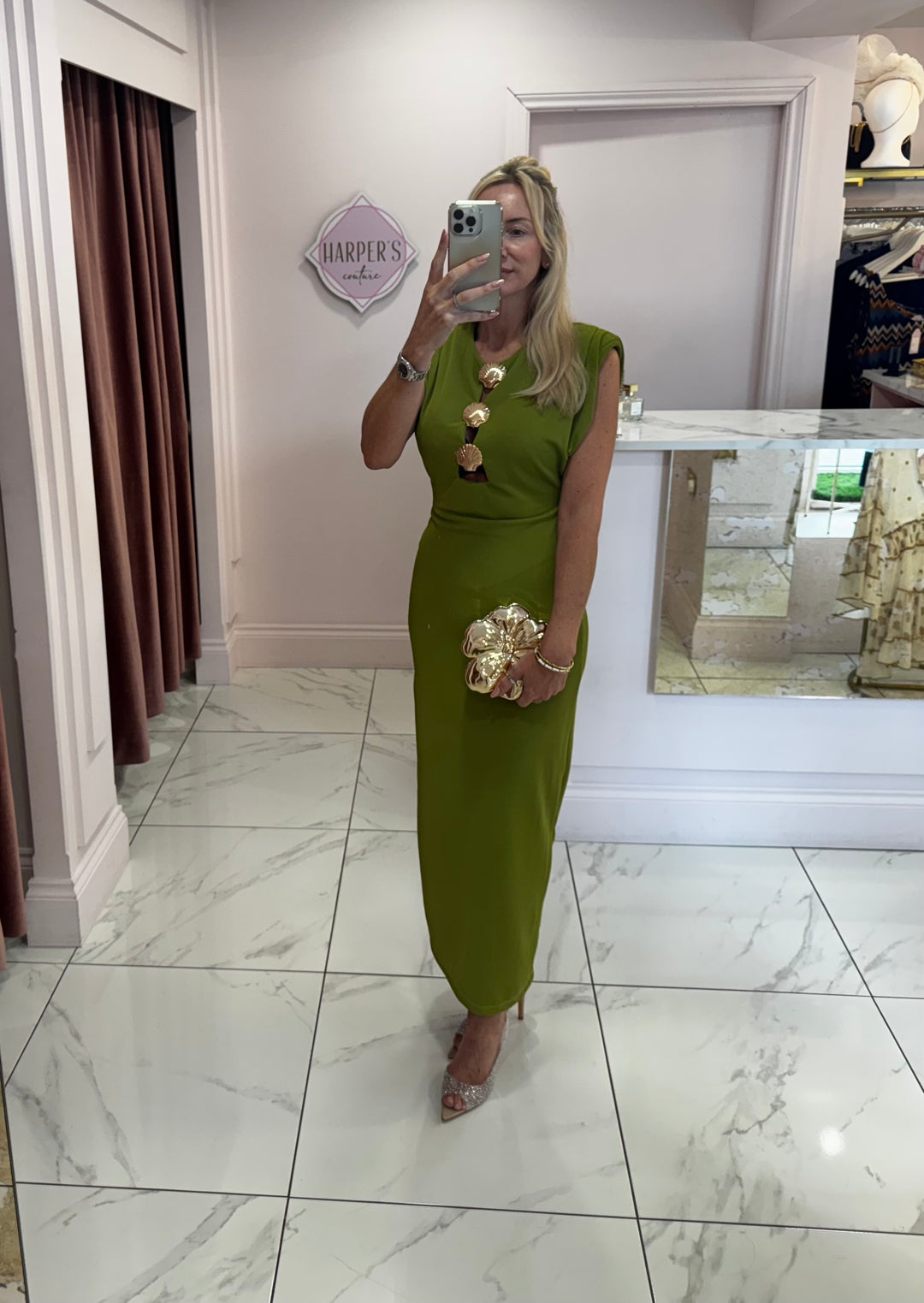 Melinda Green Shell Detail Dress