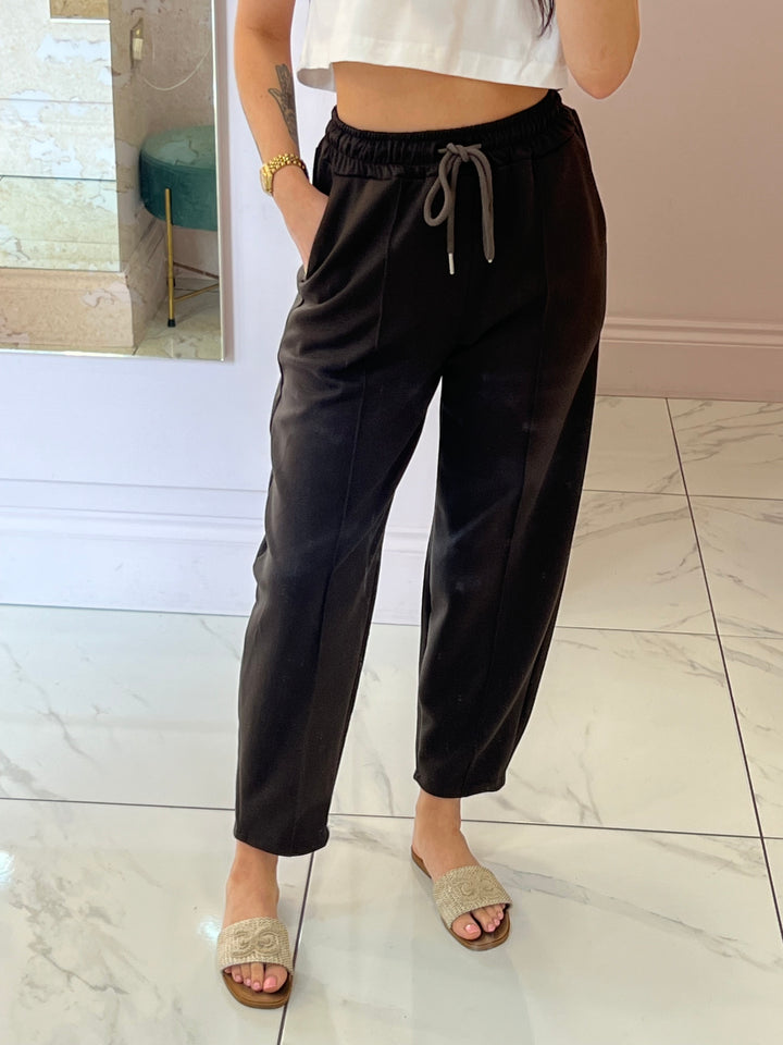 Evie Chocolate Brown Super Soft Seam Front Tapered Trousers