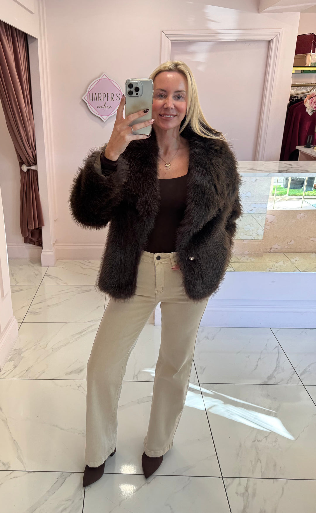 Jordanna Chocolate Faux Fur Jacket