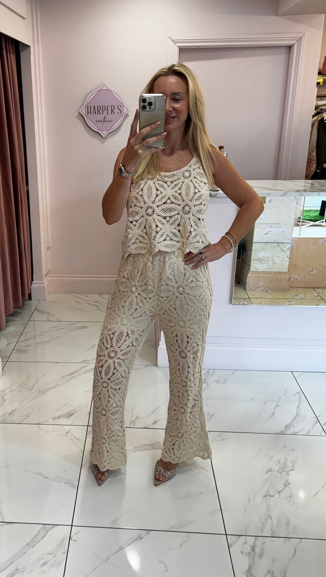 Betty Crochet Top & Trouser Co Ord Set