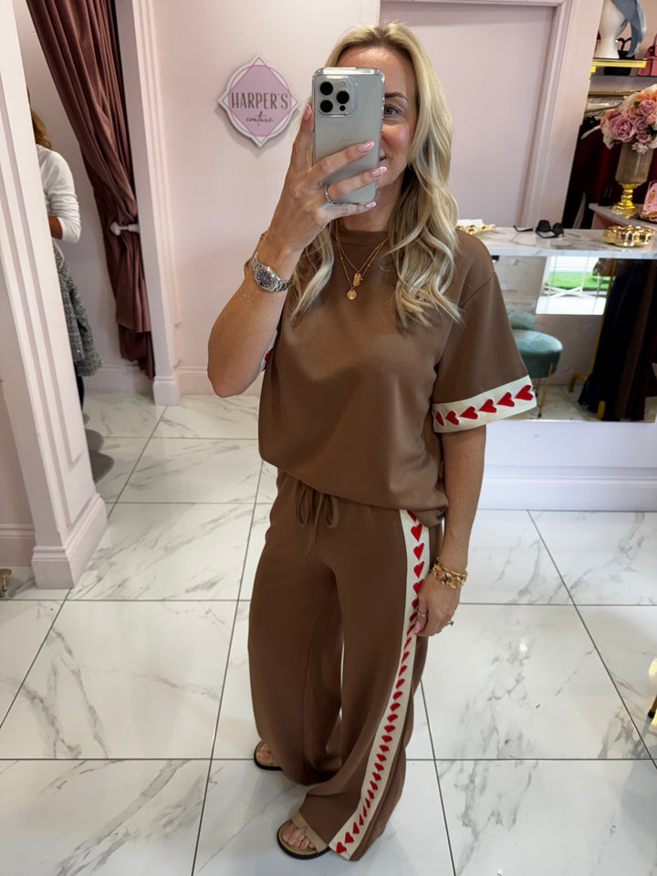 Heart Trim Top & Straight Leg Jogger  Co Ord Set