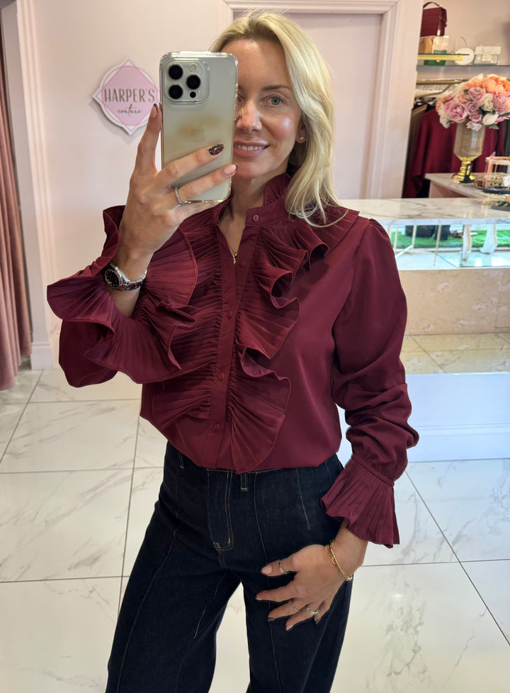 Ella Ruffle Front & Cuff Detail Blouse