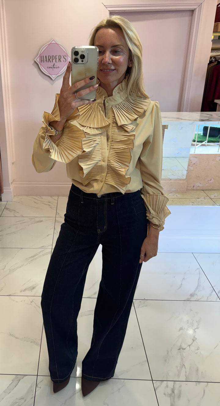 Ella Ruffle Front & Cuff Detail Blouse