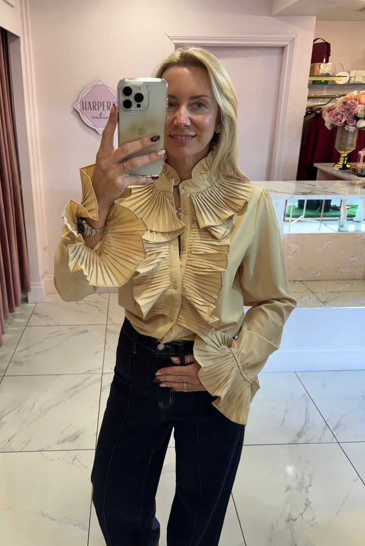 Ella Ruffle Front & Cuff Detail Blouse