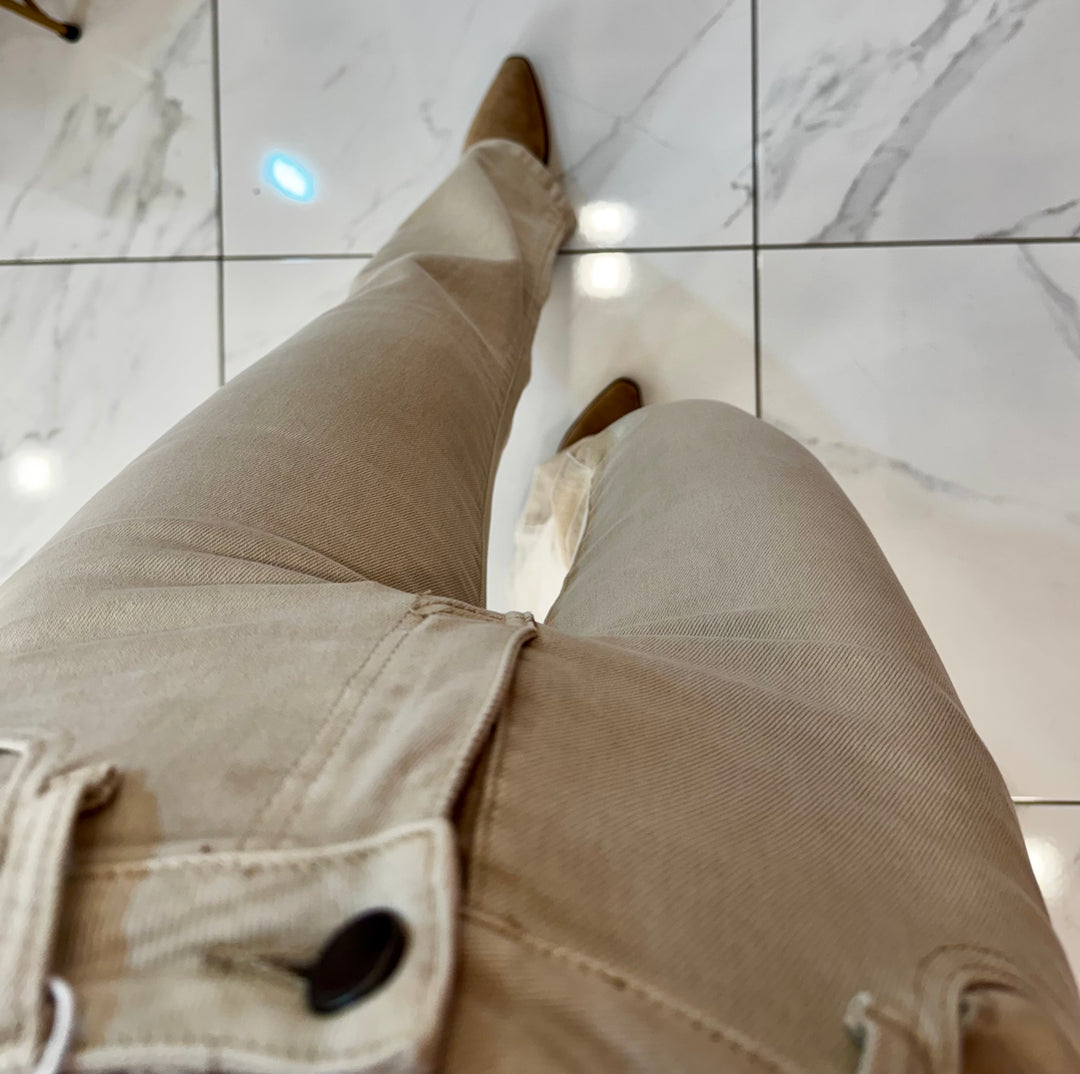 Beth Beige Straight Leg Jeans