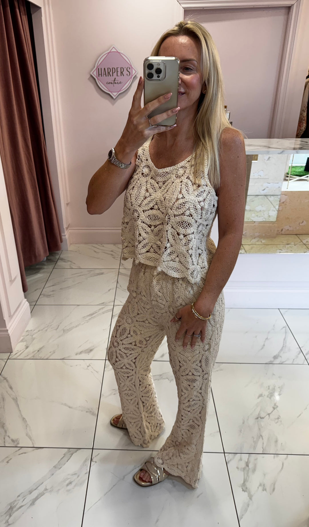 Betty Crochet Top & Trouser Co Ord Set