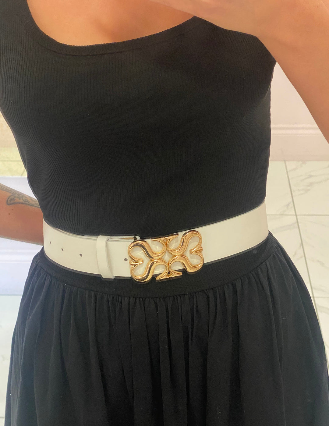 Belt With Gold Buckle Detail