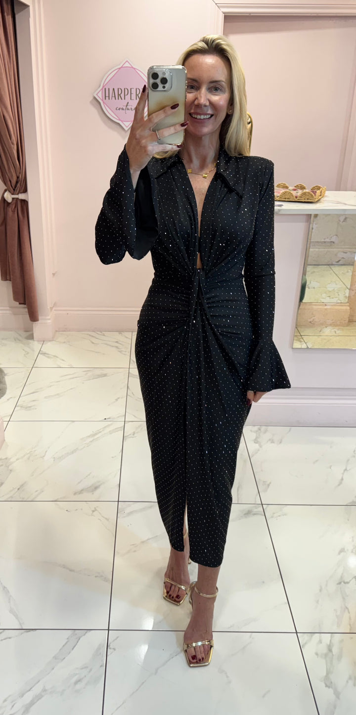 Selina Sparkle Embellished Diamanté Midi Dress