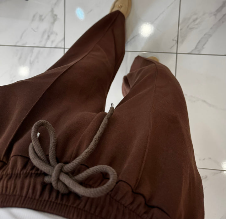 Alex Chocolate Brown Super Soft Seam Front Trousers