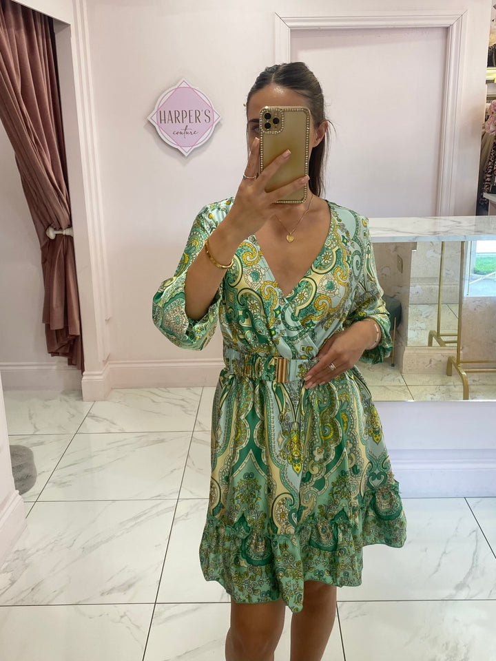 Arise Green Satin Dress