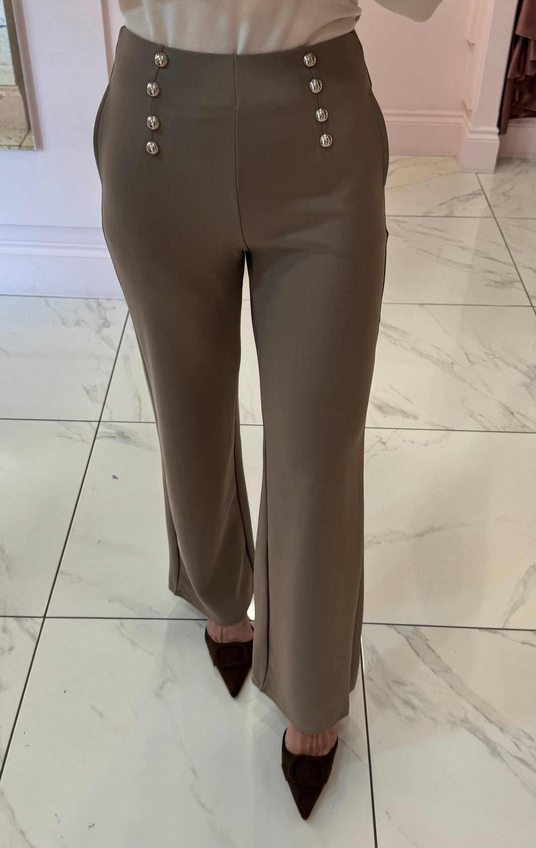Scuba Button Detail Trousers