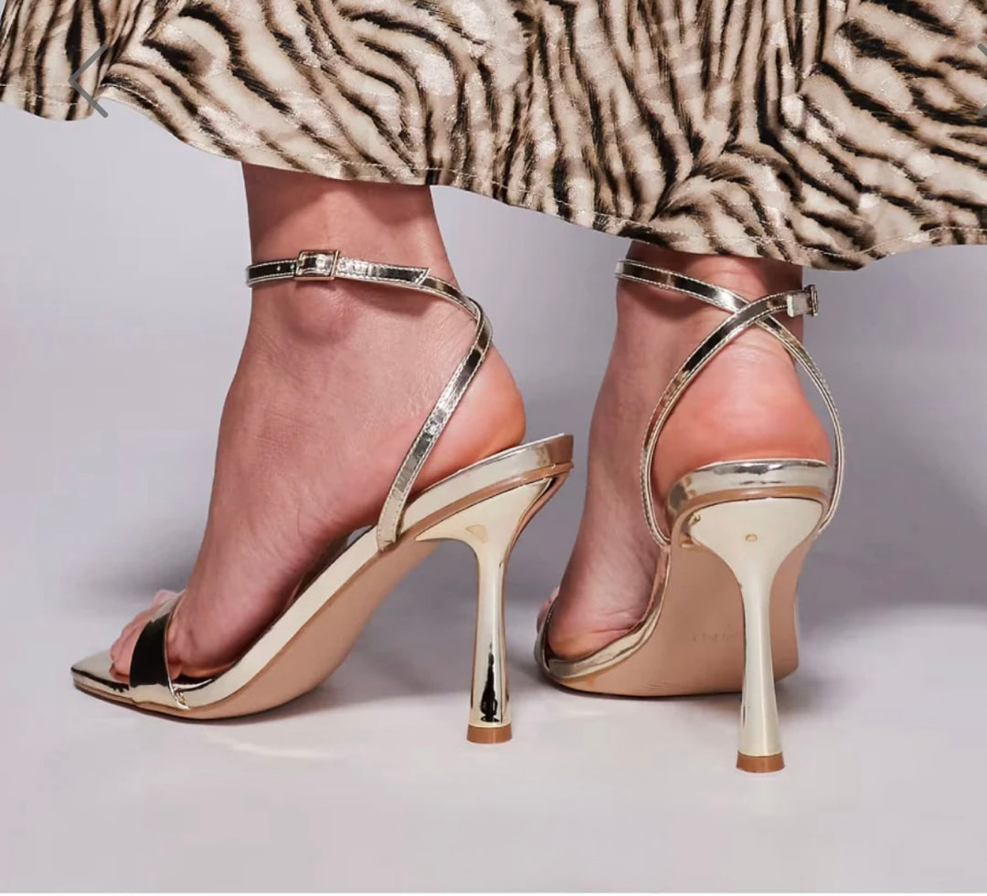 Gabs Gold Strappy Heeled Sandal