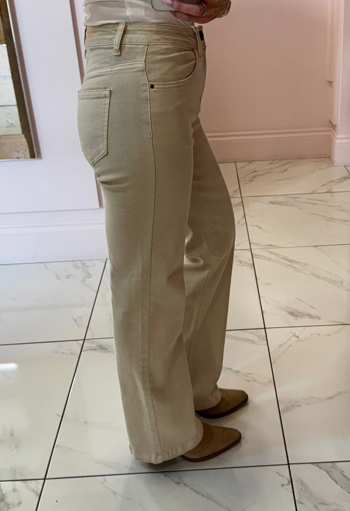 Beth Beige Straight Leg Jeans