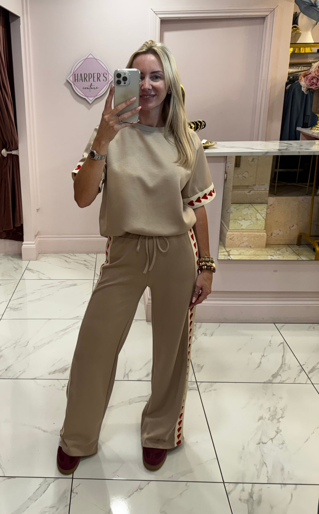 Heart Trim Top & Straight Leg Jogger  Co Ord Set