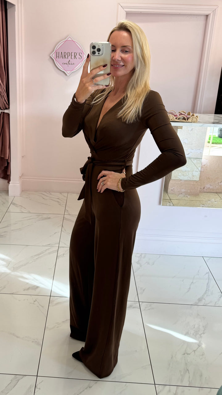 Mitzy Chocolate Slinky Jumpsuit
