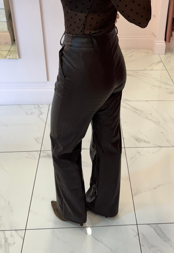 Valentina Faux Leather Wide Leg Trousers