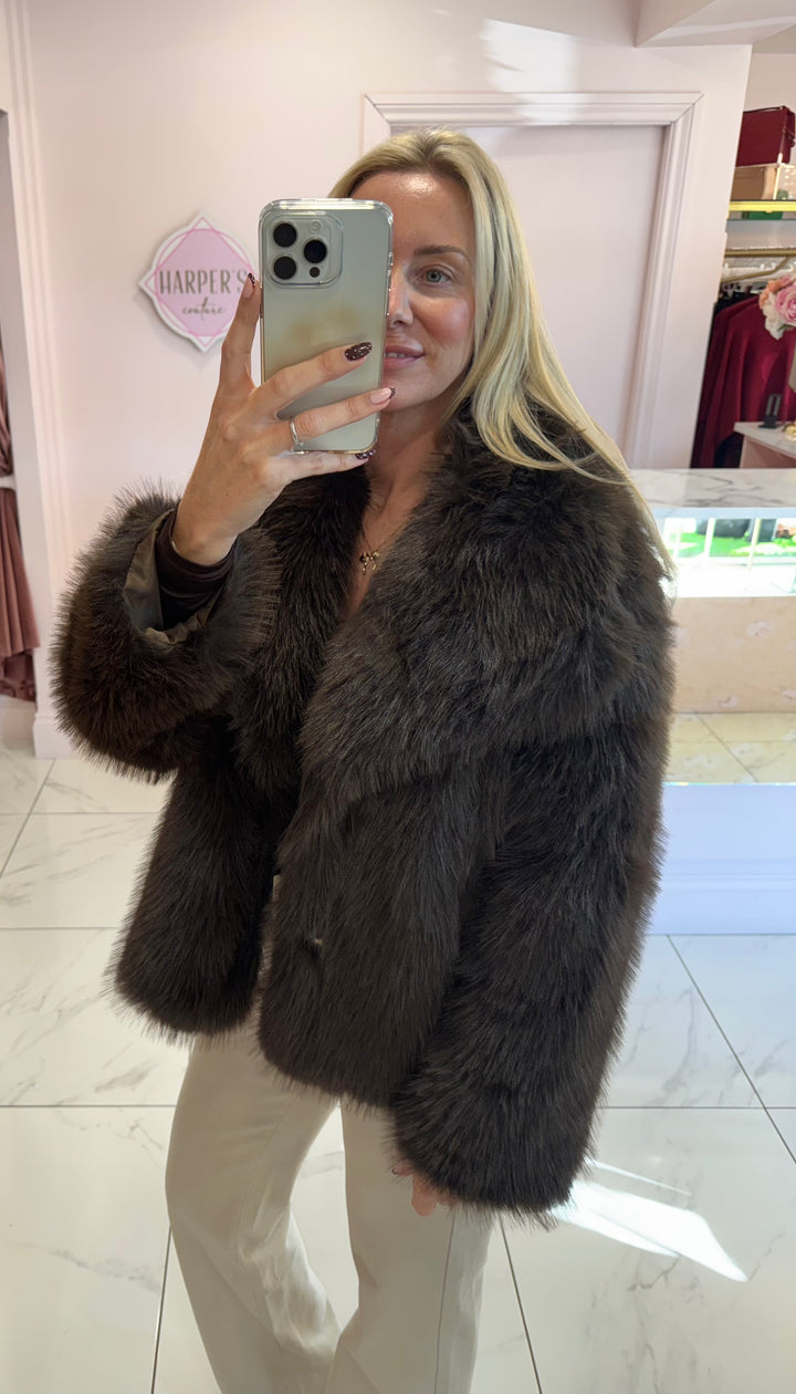 Jordanna Chocolate Faux Fur Jacket