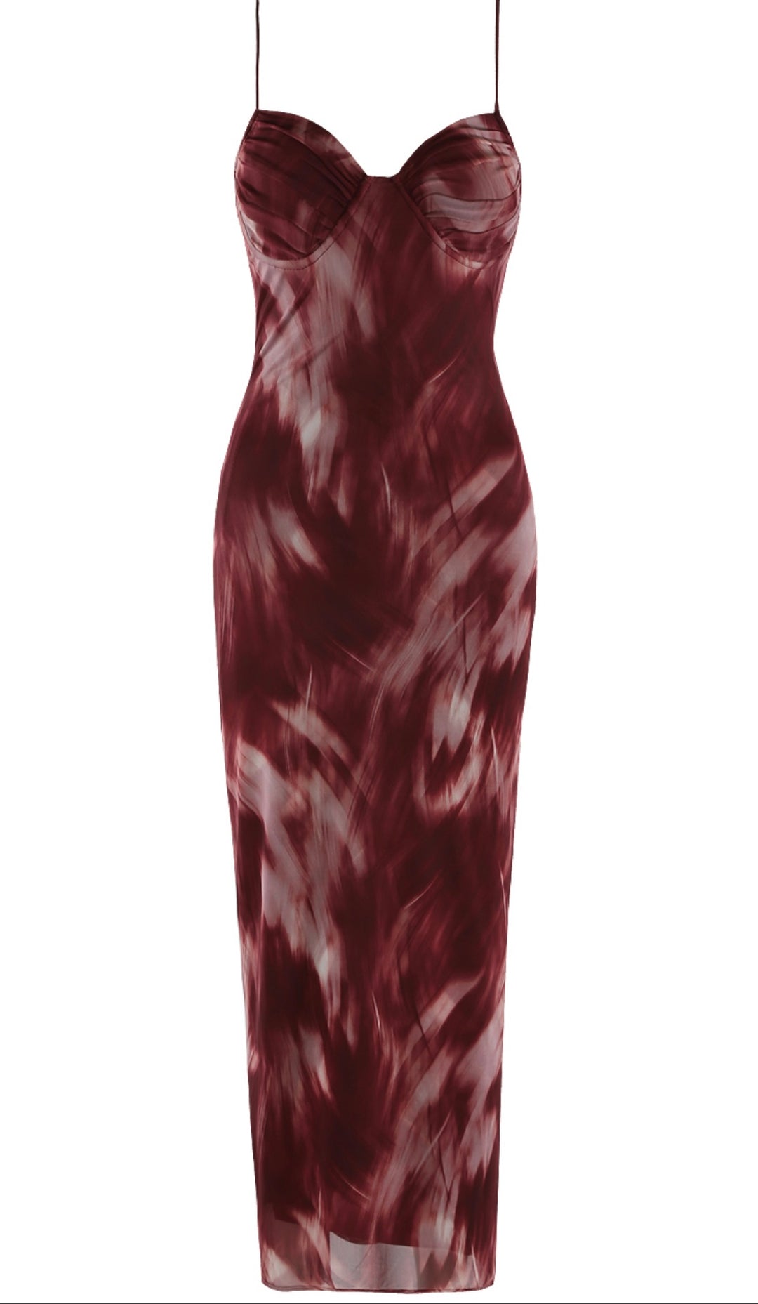 Libby Burgundy Print Mesh Dress