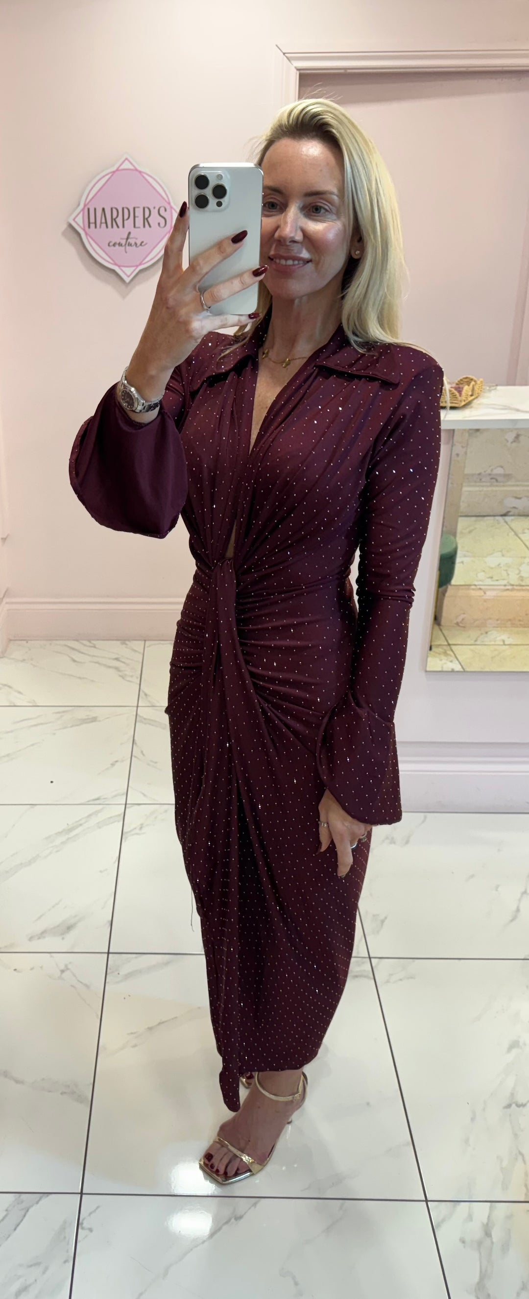 Selina Sparkle Embellished Diamanté Midi Dress