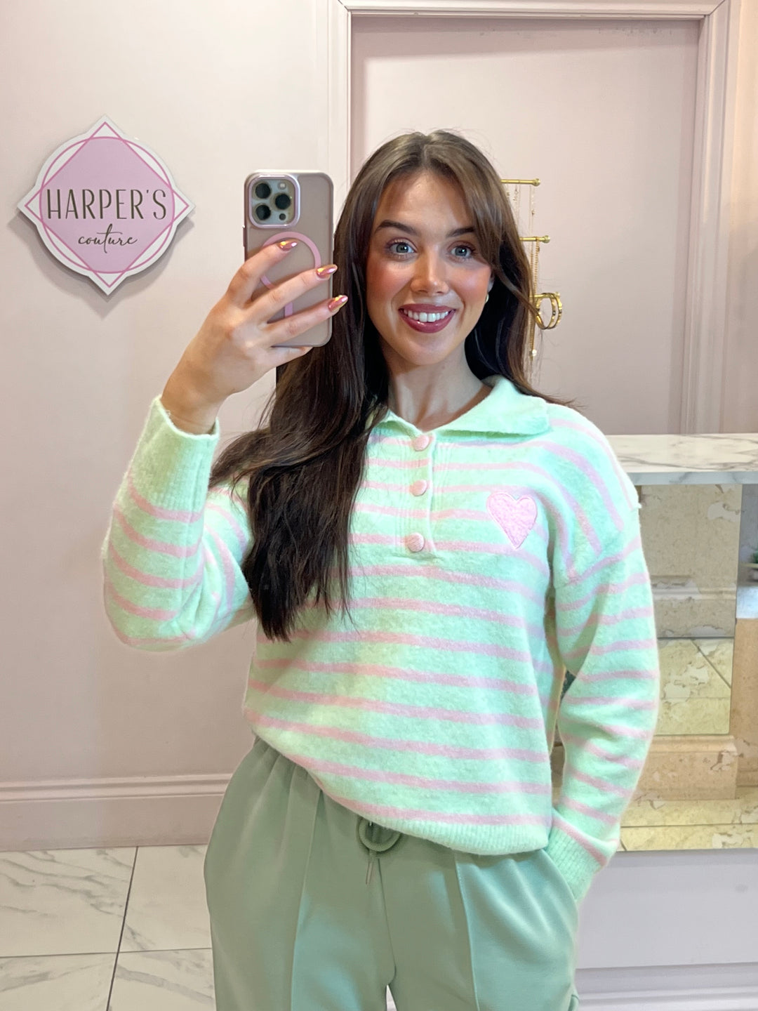 Minnie Striped Heart Jumper