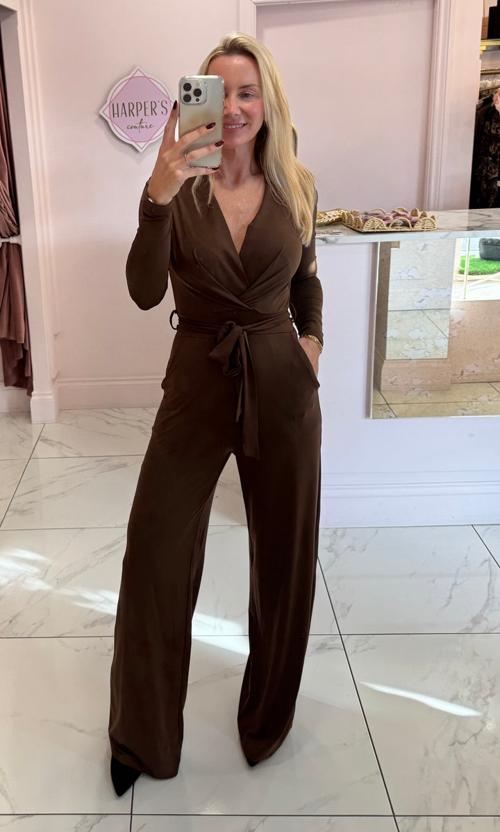 Mitzy Chocolate Slinky Jumpsuit
