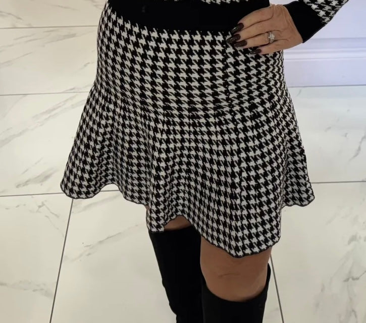 Zini Check Detail Knit Skirt