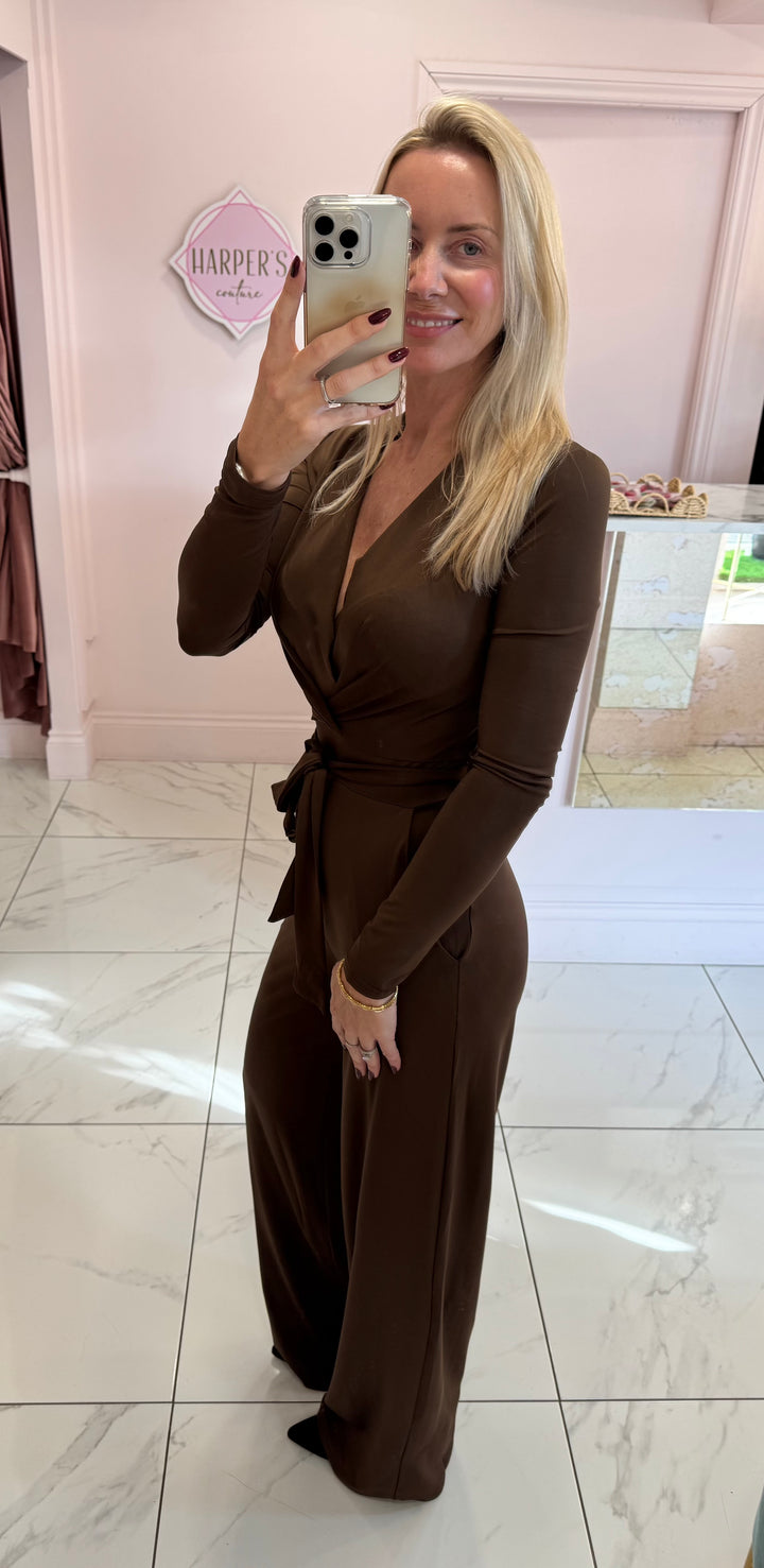 Mitzy Chocolate Slinky Jumpsuit