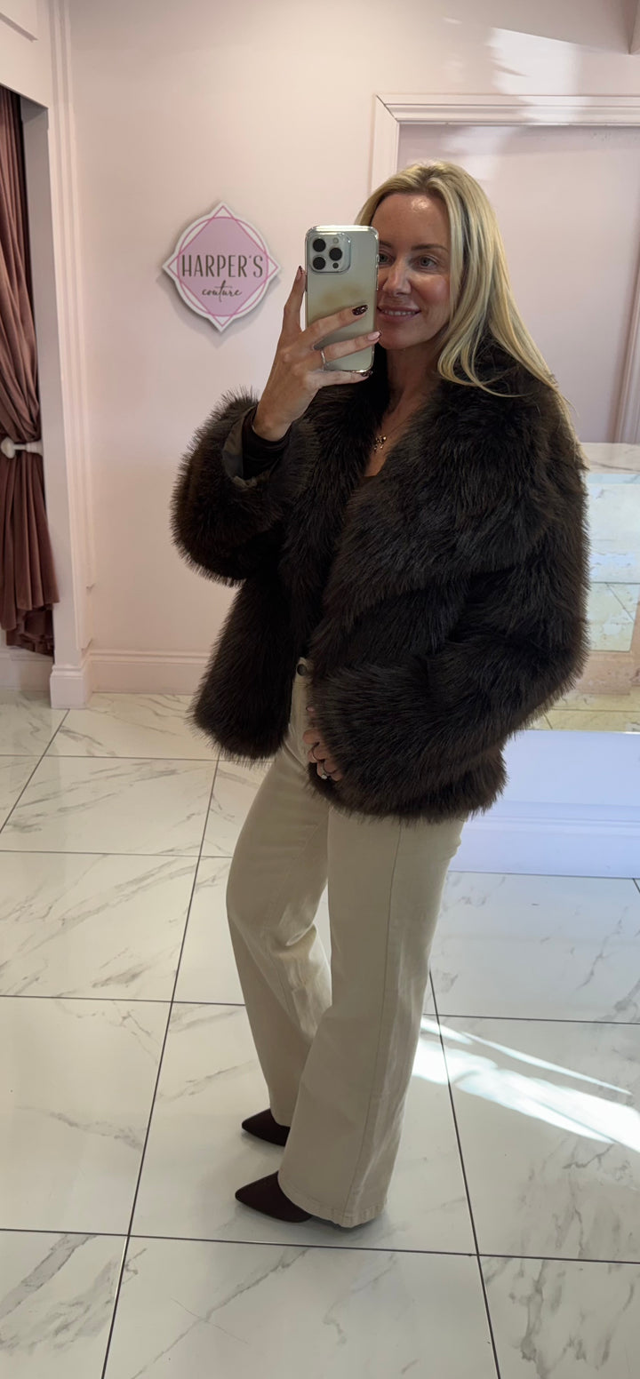 Jordanna Chocolate Faux Fur Jacket