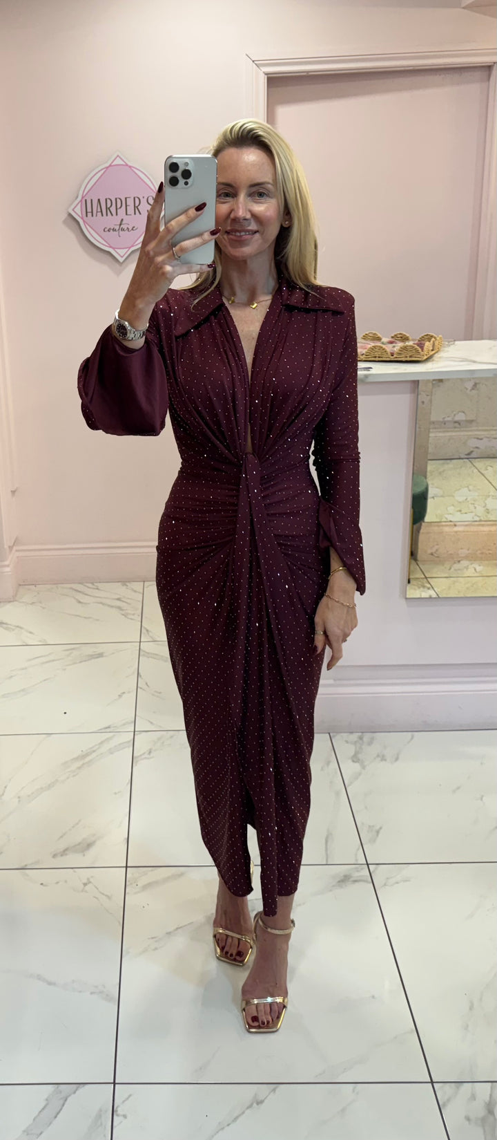 Selina Sparkle Embellished Diamanté Midi Dress