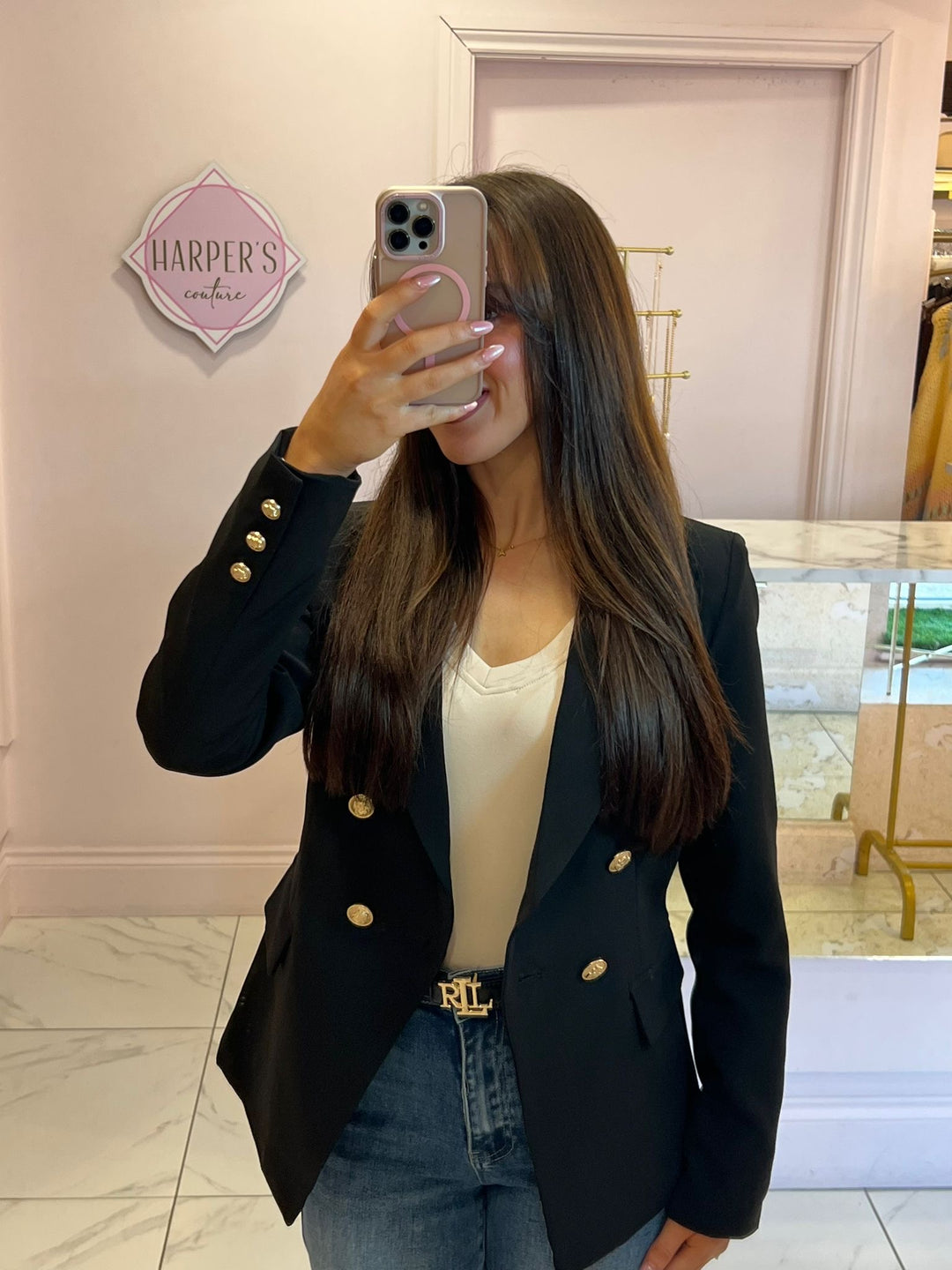 Alena Gold Button Inspired Blazer