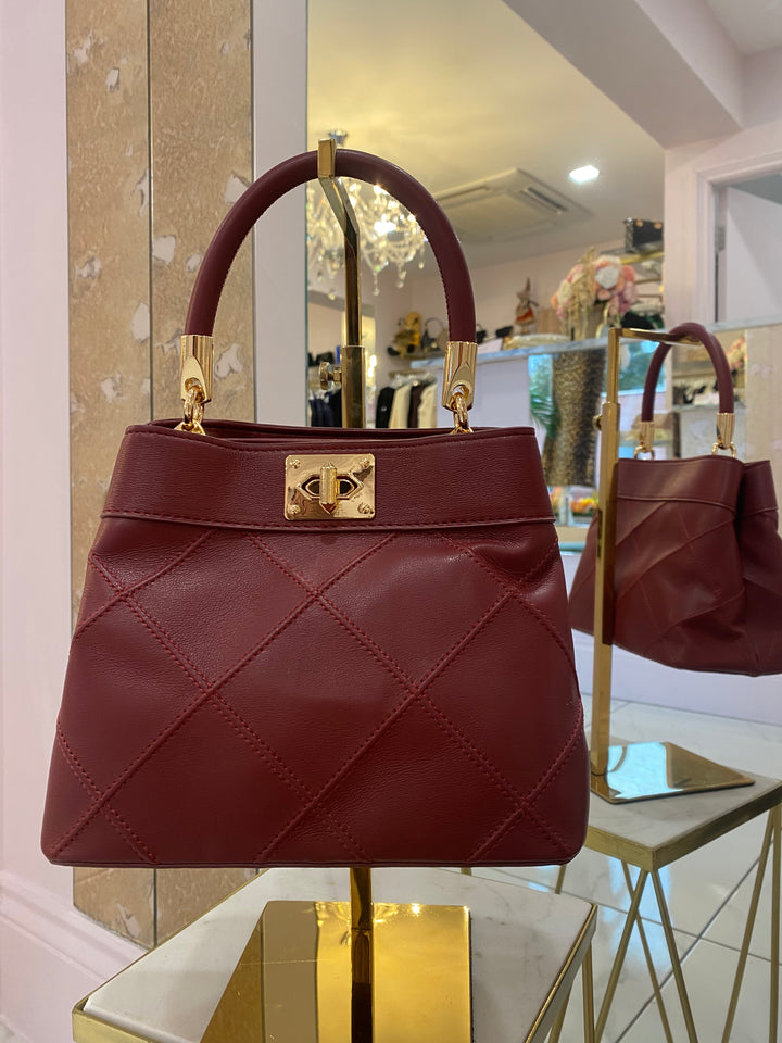 Amara Burgundy Top Handle Bag