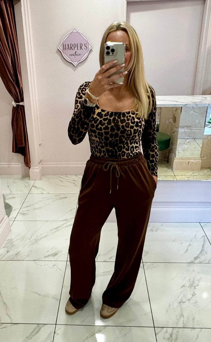 Alex Chocolate Brown Super Soft Seam Front Trousers